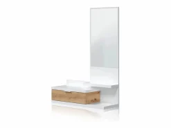 duehome Mueble de recibidor Fiord Blanco Artik (Blanco Mate) - Roble Nodi Gris