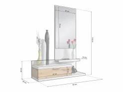 duehome Mueble de recibidor Fiord Blanco Artik (Blanco Mate) - Roble Nodi Gris