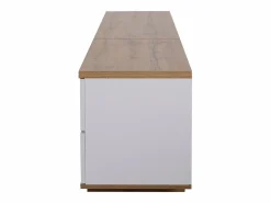 Mueble de televisión escandinavo contemporáneo de 180 cm en madera - 5 puertas + 8 compartimentos - Natural y blanco^ModernLuxe