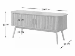 Calicosy Mueble de TV 2 Puertas Corredizas L119 cm - ERNEST Color natural claro New