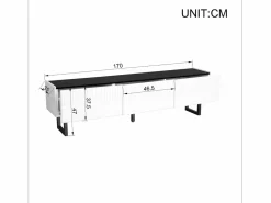 Merax Mueble Tv|Mueble de TV bajo moderno - 170 x 35 x 47 cm - con 3 cajones - Diseño clásico - MDF - blanco y