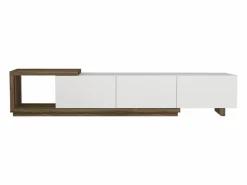 Vente-unique Mueble de TV con 3 cajones y 1 estante - Blanco y natural - DUKIAN Color natural claro / Blanco Outlet