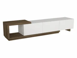 Vente-unique Mueble de TV con 3 cajones y 1 estante - Blanco y natural - DUKIAN Color natural claro / Blanco Outlet