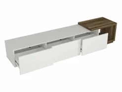 Vente-unique Mueble de TV con 3 cajones y 1 estante - Blanco y natural - DUKIAN Color natural claro / Blanco Outlet