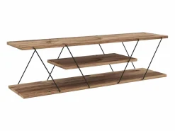 Vente-unique Mueble Tv|Mueble de TV con 1 estante - Natural y negro - DELORY