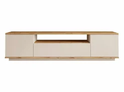 Vente-unique Mueble Tv|Mueble de TV con 3 puertas y 1 estante - Beige y natural - LOTULA