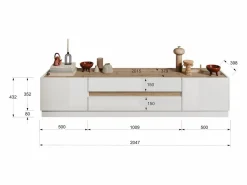 Vente-unique Mueble de TV con 2 puertas y 2 cajones - Blanco y Natural - EMORA Color natural claro / Blanco Best