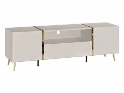 Mueble de TV con 2 puertas, 1 cajón y 1 nicho - Beige y Dorado - MARZIALO^Vente-unique Clearance