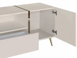 Mueble de TV con 2 puertas, 1 cajón y 1 nicho - Beige y Dorado - MARZIALO^Vente-unique Clearance