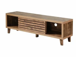 Mueble de TV con 2 puertas correderas de lamas perforadas L140 cm - LIAM^Calicosy Clearance