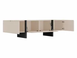 Vente-unique Mueble Tv|Mueble de TV con 4 puertas en MDF - y Negro - LUVONIA