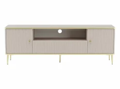 Vente-unique Mueble Tv|Mueble de TV con 2 puertas, 1 cajón y 1 estante de MDF y acero - Beige y dorado - SINEAD
