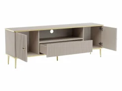 Vente-unique Mueble Tv|Mueble de TV con 2 puertas, 1 cajón y 1 estante de MDF y acero - Beige y dorado - SINEAD
