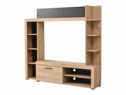 Vente-unique Mueble de TV con almacenaje BATLIMORE - Color: Roble Gris antracita / Color natural claro Sale