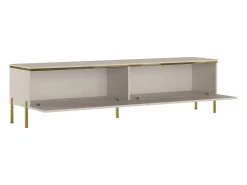 Vente-unique Mueble de TV contemporáneo con 2 puertas - y dorado - VUKIA Beige Discount