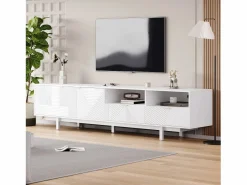 Mueble de TV de 200 cm, mueble de TV con 2 puertas y 2 cajones, estilo moderno, para salón y oficina^OKWISH