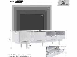 Mueble de TV de 200 cm, mueble de TV con 2 puertas y 2 cajones, estilo moderno, para salón y oficina^OKWISH