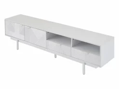 Mueble de TV de 200 cm, mueble de TV con 2 puertas y 2 cajones, estilo moderno, para salón y oficina^OKWISH