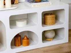Vente-unique Mueble de TV de diseño con 7 estantes - Color: - LUELA Blanco Discount