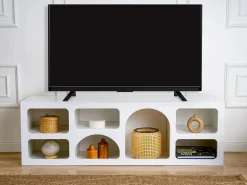 Vente-unique Mueble de TV de diseño con 7 estantes - Color: - LUELA Blanco Discount