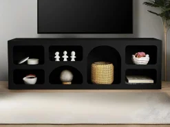Vente-unique Mueble de TV de diseño con 7 estantes - Color: - LUELA Negro Outlet