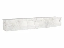 Vente-unique Mueble Tv|Mueble de TV de pared con 3 puertas - Efecto mármol - VIKILA