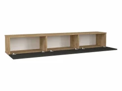 Vente-unique Mueble de TV de pared con 3 puertas - Antracita y Natural Claro - VIKILA Gris antracita / Color natural claro Best