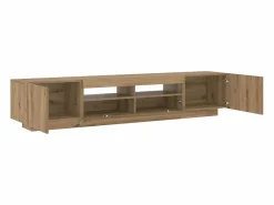 Mueble de TV luces LED madera roble artisan 200x35x40 cm^vidaxl Best