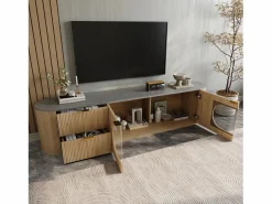 ModernLuxe Mueble de TV moderno aspecto madera - 172x38x45,5 cm - 2 puertas y 2 cajones - Tablero efecto mármol - MDF - Natural Color natural claro Best