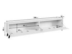Mueble Tv|Mueble de TV moderno de 190 cm grafito /roble wotan con patas para salón, frentes MDF fresados en espiga