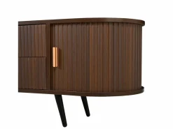 Mueble de TV ovalado con rayas verticales - 180 x 40 x 45 cm - con 4 cajones + 2 puertas correderas - MDF - nogal oscuro^Merax New
