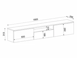 Vente-unique Mueble Tv|Mueble de TV suspendido con 3 puertas y 1 hueco - Blanco y natural - LOTULA