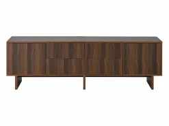 ModernLuxe Mueble Tv|Mueble de TV 180x40x56 cm - 4 cajones y 2 puertas - diseño ondulado - tableros de partículas - color nogal oscuro