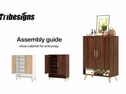 Tribesigns Mueble de zapatos con 2 puertas, mueble de almacenamiento de zapatos de 6 niveles, separadores ajustables, para el recibidor, salón, marrón Marru00f3n chocolate Outlet