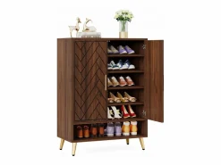 Tribesigns Mueble de zapatos con 2 puertas, mueble de almacenamiento de zapatos de 6 niveles, separadores ajustables, para el recibidor, salón, marrón Marru00f3n chocolate Outlet