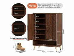 Tribesigns Mueble de zapatos con 2 puertas, mueble de almacenamiento de zapatos de 6 niveles, separadores ajustables, para el recibidor, salón, marrón Marru00f3n chocolate Outlet