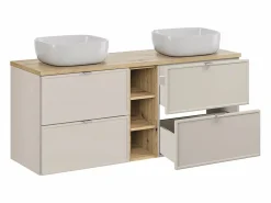 Petits-Meubles Mueble doble lavabo 140cm 3 compartimientos Alba Cachemira Beige New