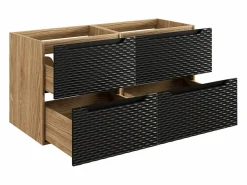 Petits-Meubles Mueble doble lavabo 120cm 4 cajones Elora y madera Cloud Negro Clearance