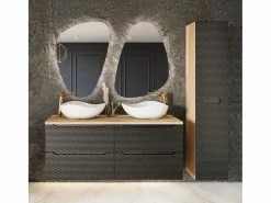 Petits-Meubles Mueble doble lavabo 120cm 4 cajones Elora y madera Cloud Negro Clearance