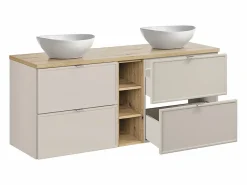 Petits-Meubles Mueble De Baño Con Doble Lavabo|Mueble doble lavabo 140cm 3 compartimientos Alba Cachemira Lola