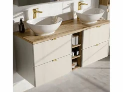Petits-Meubles Mueble De Baño Con Doble Lavabo|Mueble doble lavabo 140cm 3 compartimientos Alba Cachemira Lola