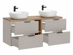 Mueble doble lavabo 140cm 2 compartimientos Adriel Cachemira y Madera^Petits-Meubles