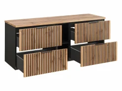 Mueble doble lavabo 140cm 2 compartimientos Gaia Madera y - Lavabo^Petits-Meubles Outlet