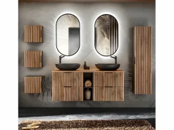 Mueble doble lavabo 140cm 2 compartimientos Gaia Madera y - Lavabo^Petits-Meubles Outlet