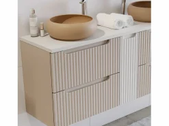 Petits-Meubles Mueble doble lavabo 140cm 4 cajones Riva Cachemira y Blanco Beige