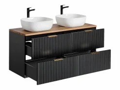 Petits-Meubles Mueble doble lavabo 120cm Adriel Negro y Madera Negro / Color natural claro Outlet