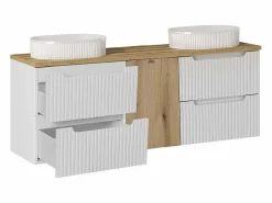 Petits-Meubles Mueble doble lavabo 160cm cesto Riva Blanco y Madera Color natural claro Outlet