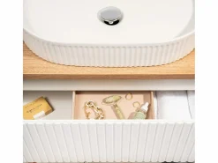Petits-Meubles Mueble doble lavabo 160cm cesto Riva Blanco y Madera Color natural claro Outlet