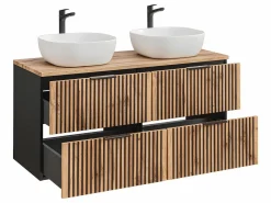 Petits-Meubles Mueble doble lavabo 120cm Gaia Madera y Negro Clearance