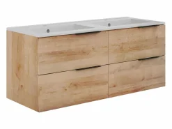 Mueble doble lavabo con columna - Acabado natural claro - 120 cm - NISAYA^Vente-unique Sale